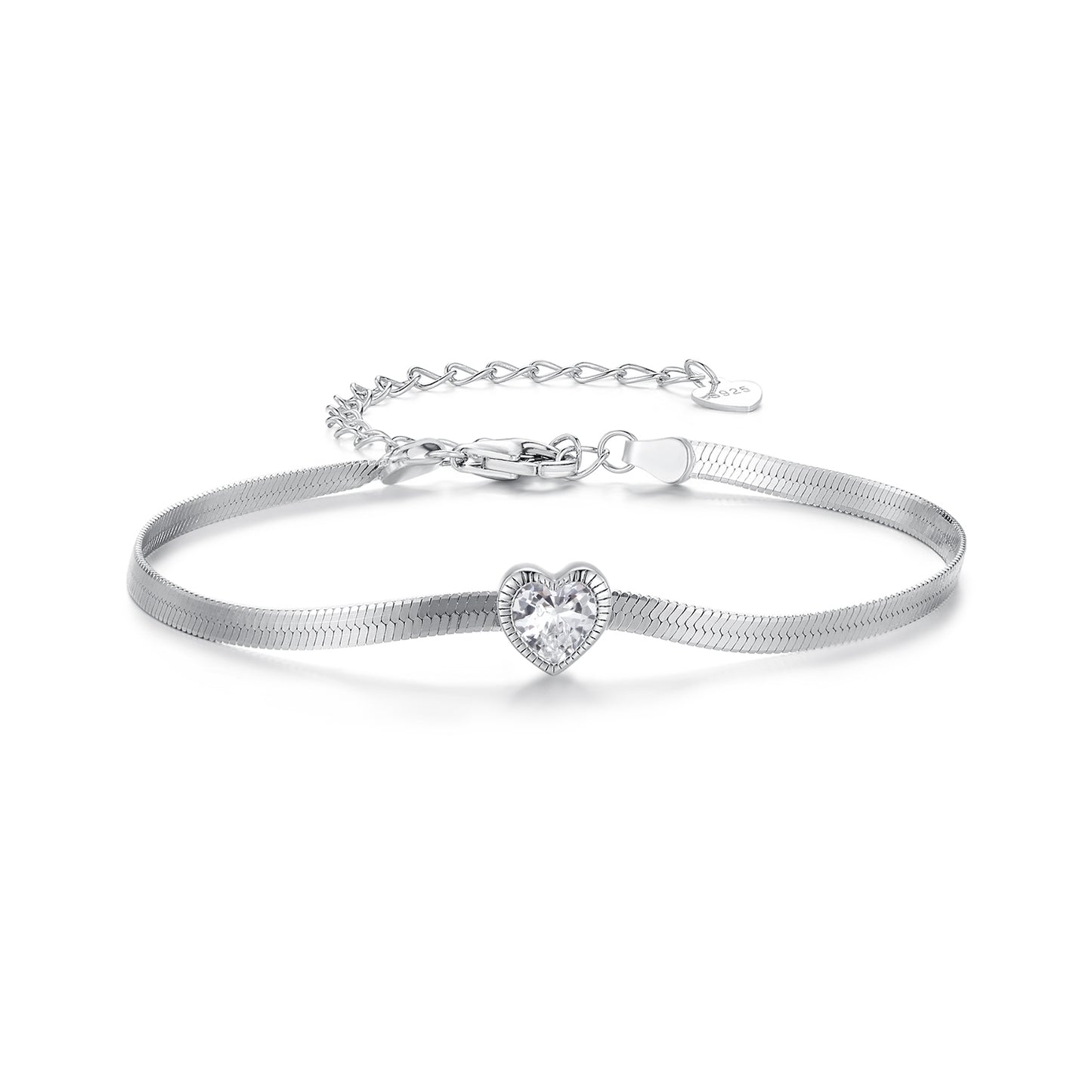 Light luxury style heart bracelet s925 zircon heart-shaped minimalist bracelet