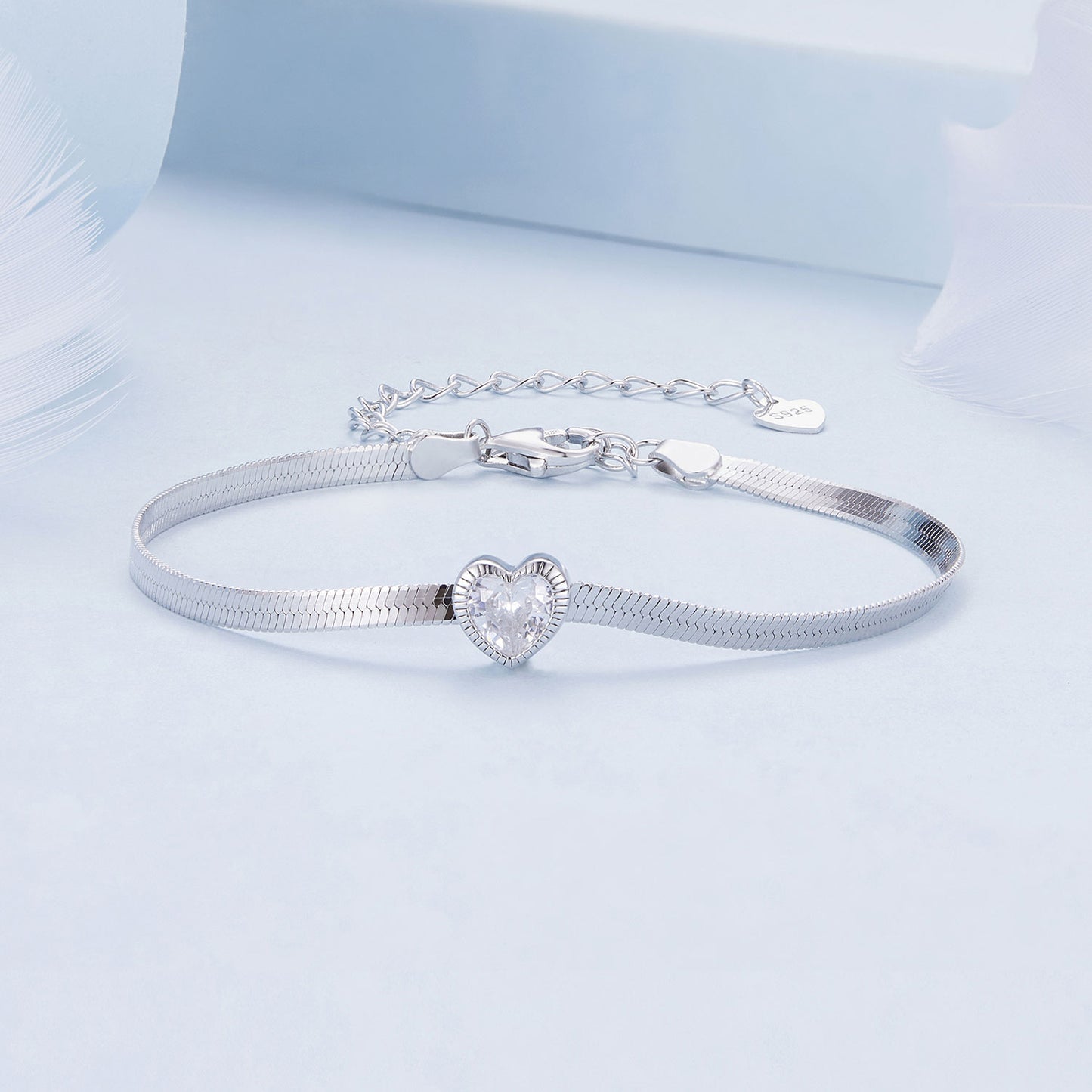 Light luxury style heart bracelet s925 zircon heart-shaped minimalist bracelet