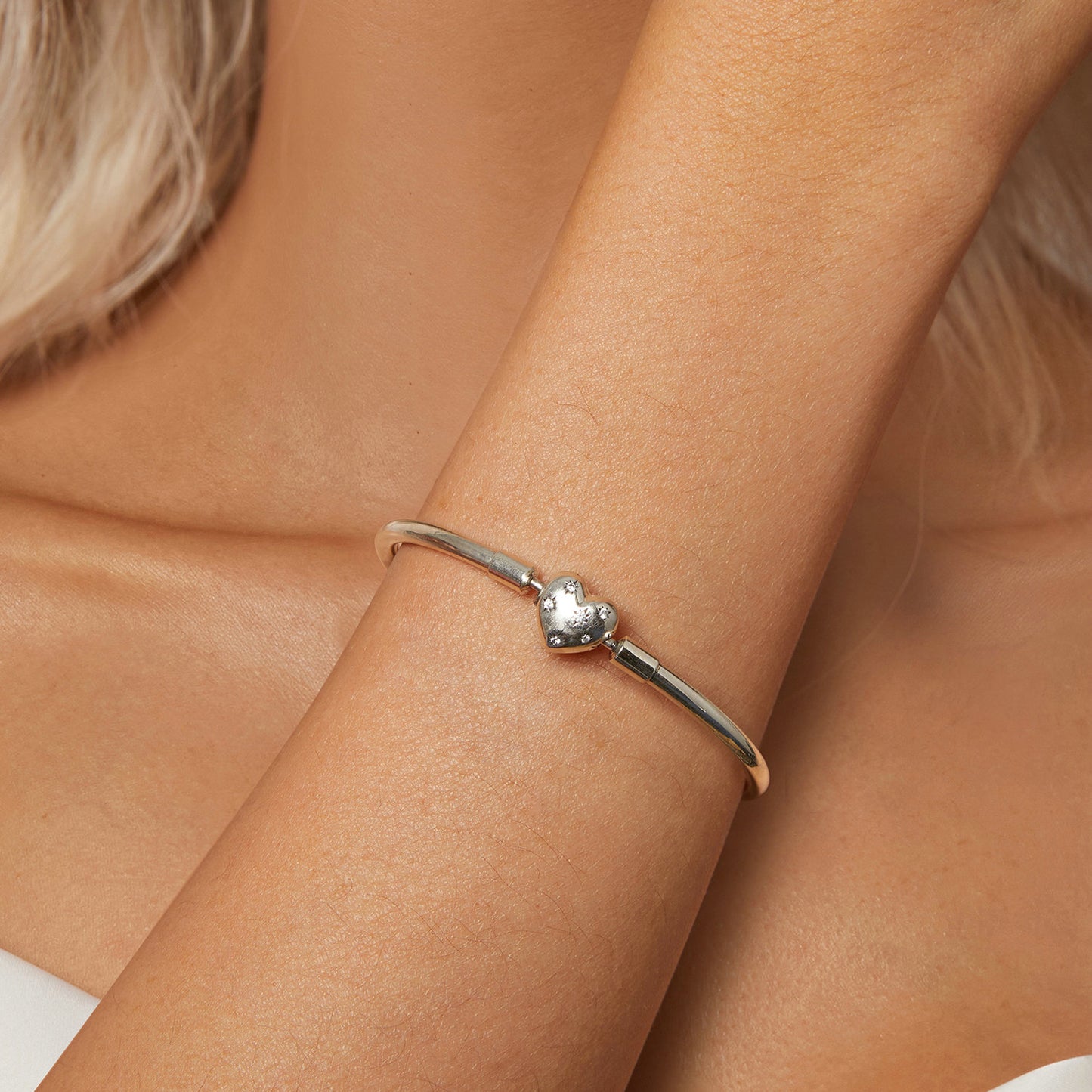 Simple and versatile Star DIY basic bracelet with dreamy heart s925 pure silver