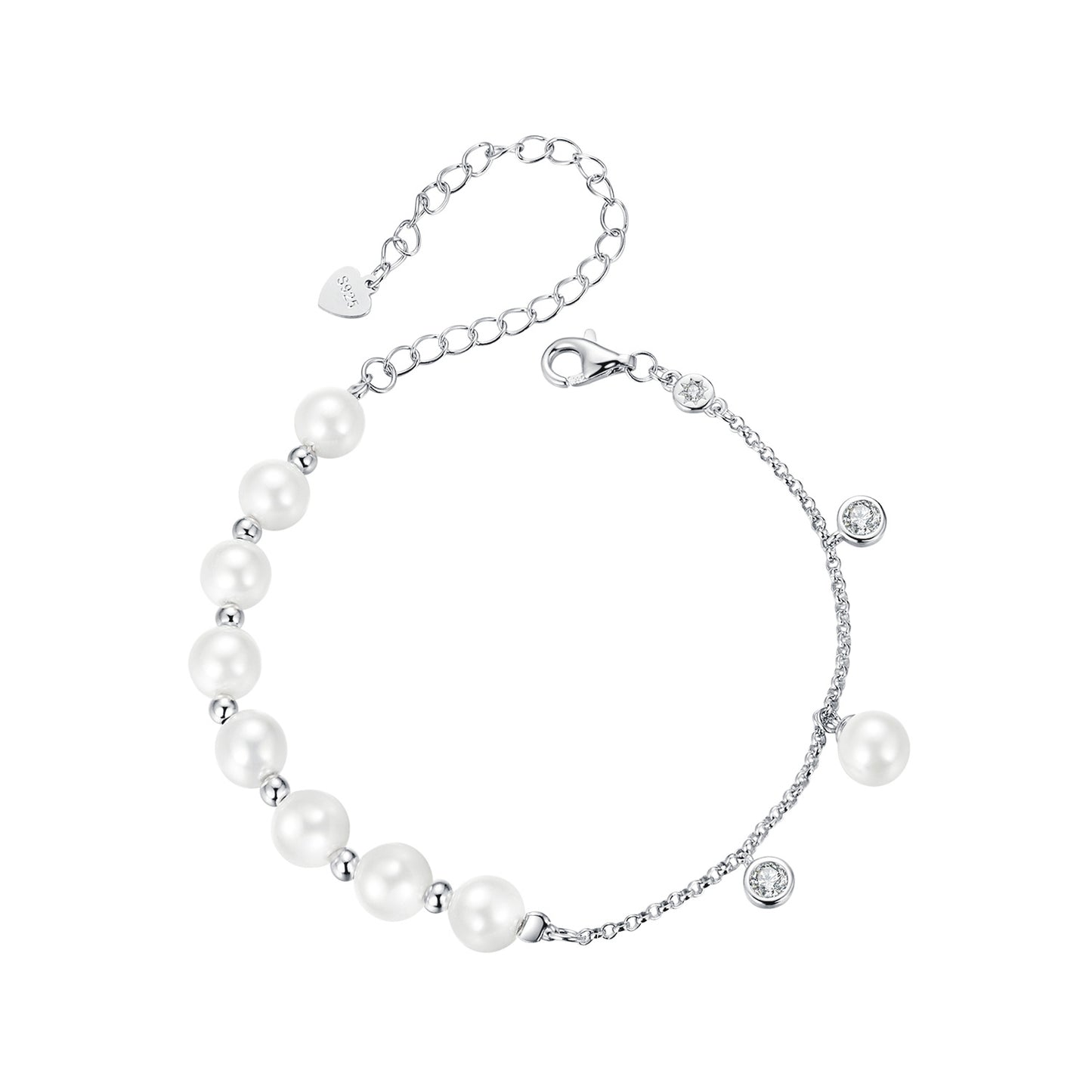 Gentle and elegant pearl tassel bracelet s925 pure silver