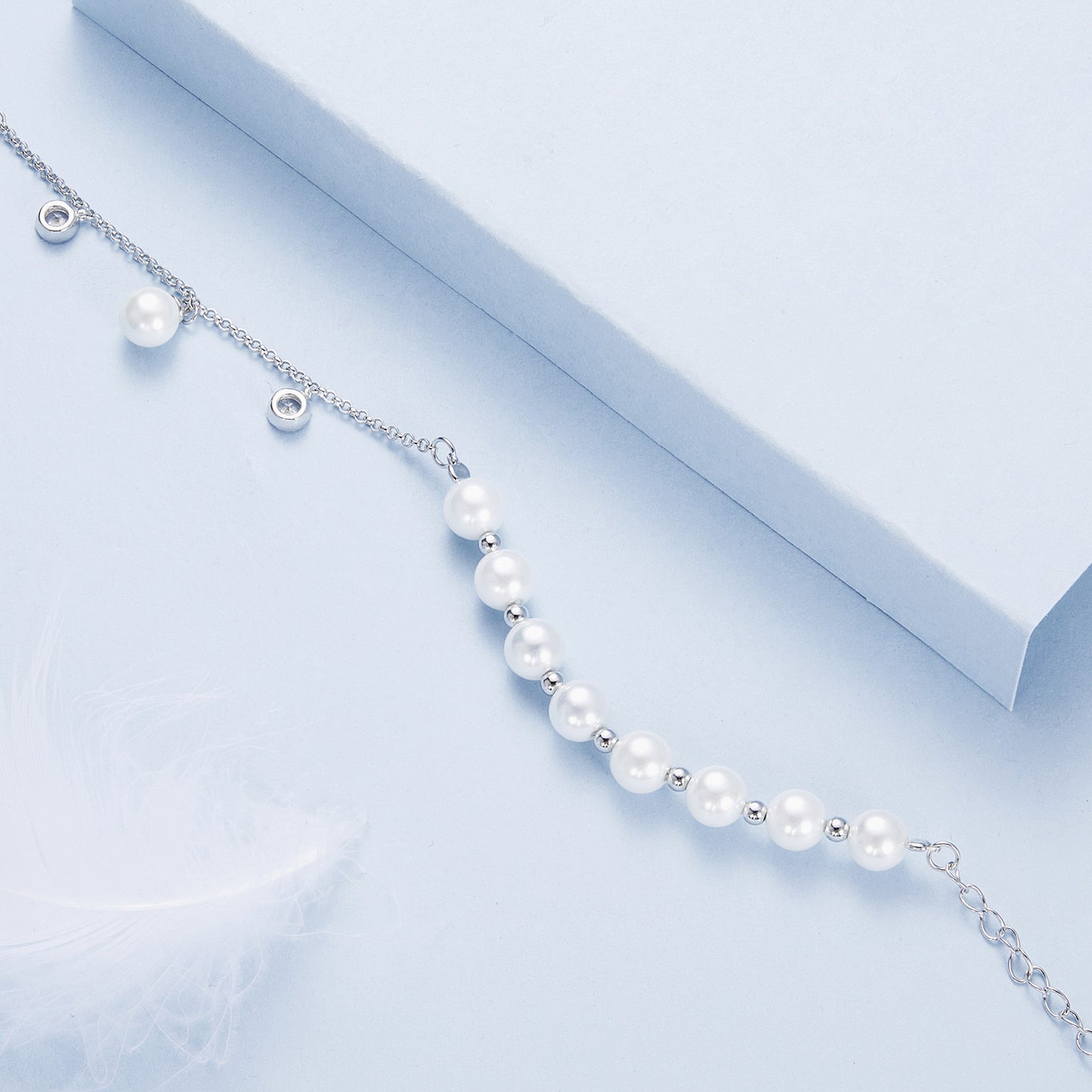 Gentle and elegant pearl tassel bracelet s925 pure silver