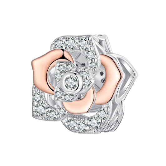 Sparkling zircon rose DIY s925 sterling silver bead