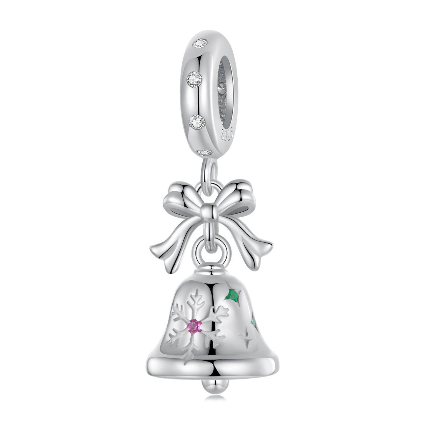 Christmas bow bell DIY bracelet pendant s925 sterling silver