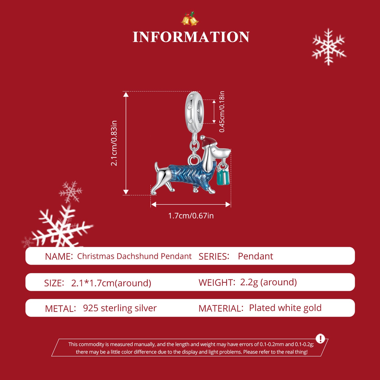 Niedlicher Weihnachts-Dackel-Anhänger aus 925er-Silber, zum Selbermachen