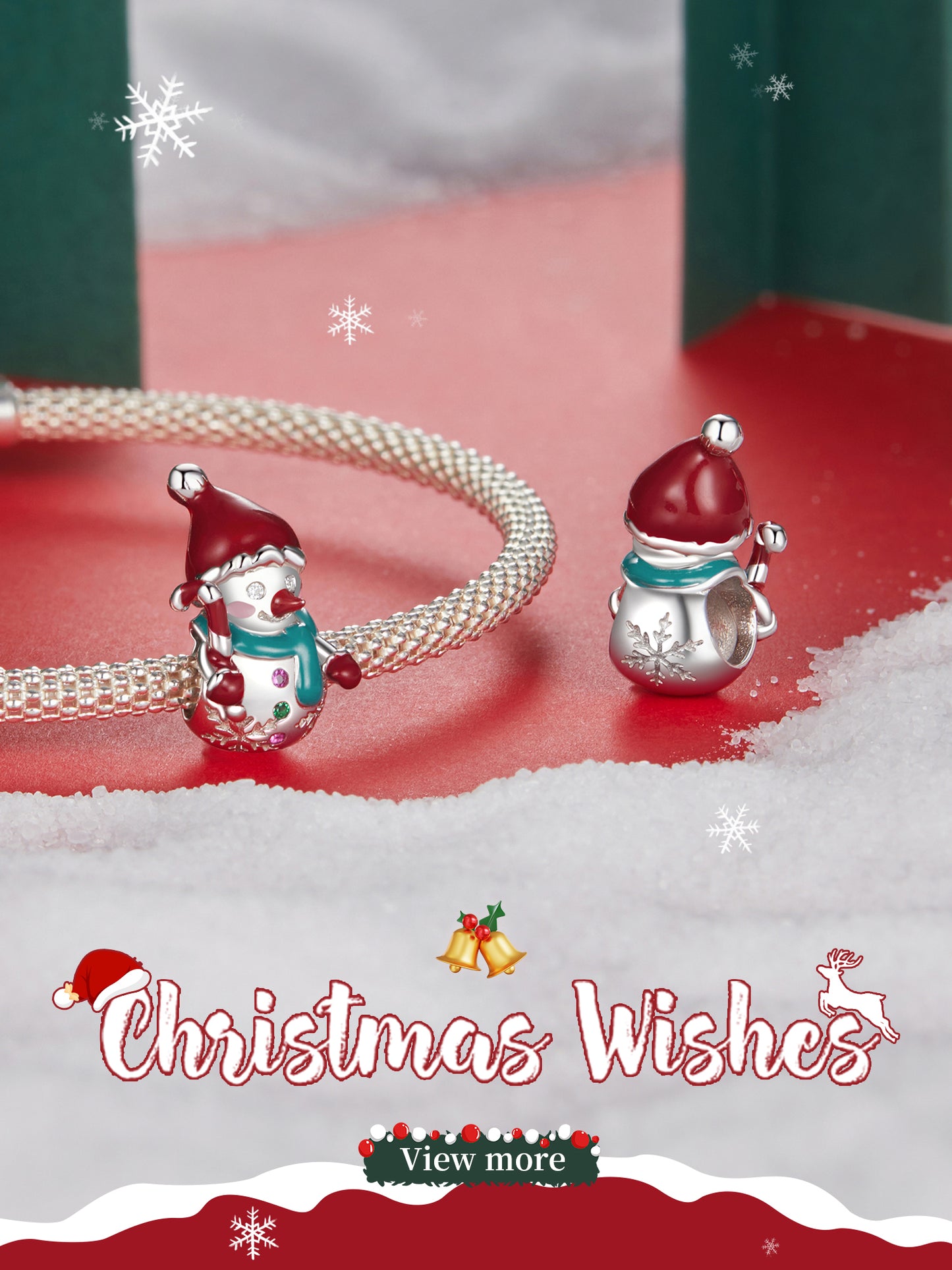 Cute Christmas snowman bead s925 sterling silver DIY bracelet beads holiday accessory