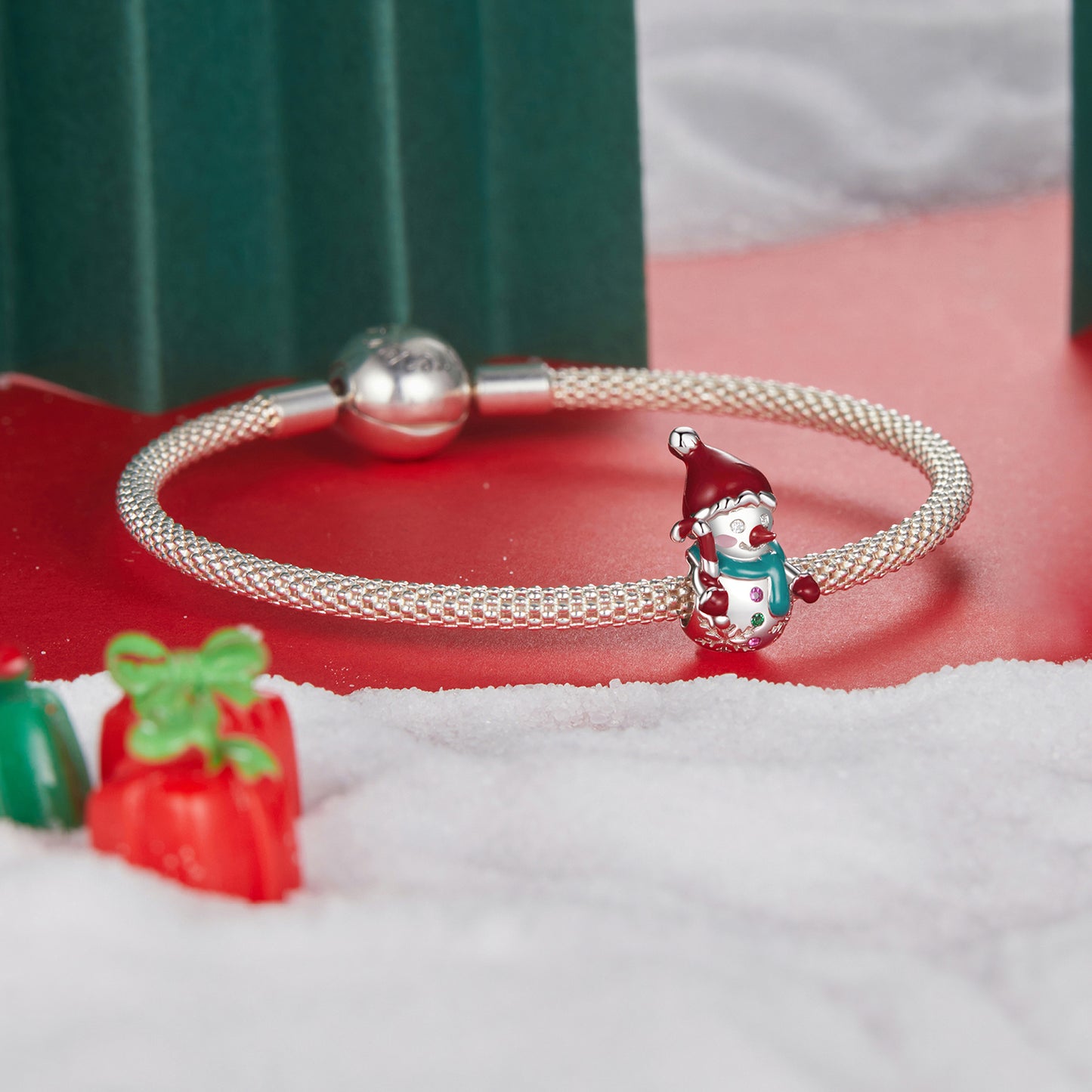 Cute Christmas snowman bead s925 sterling silver DIY bracelet beads holiday accessory