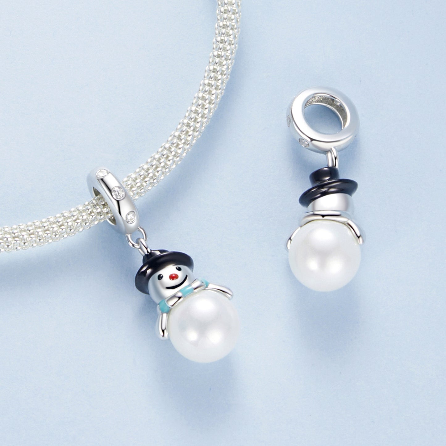 Cute Snowman Beads Christmas Cute DIY Bracelet Accessories s925