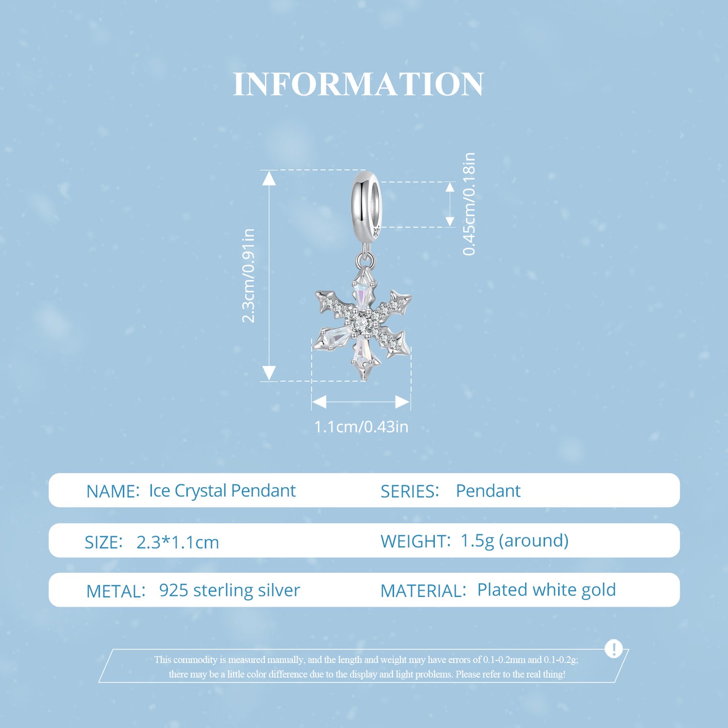 Christmas versatile snowflake pendant s925 pure silver zircon DIY