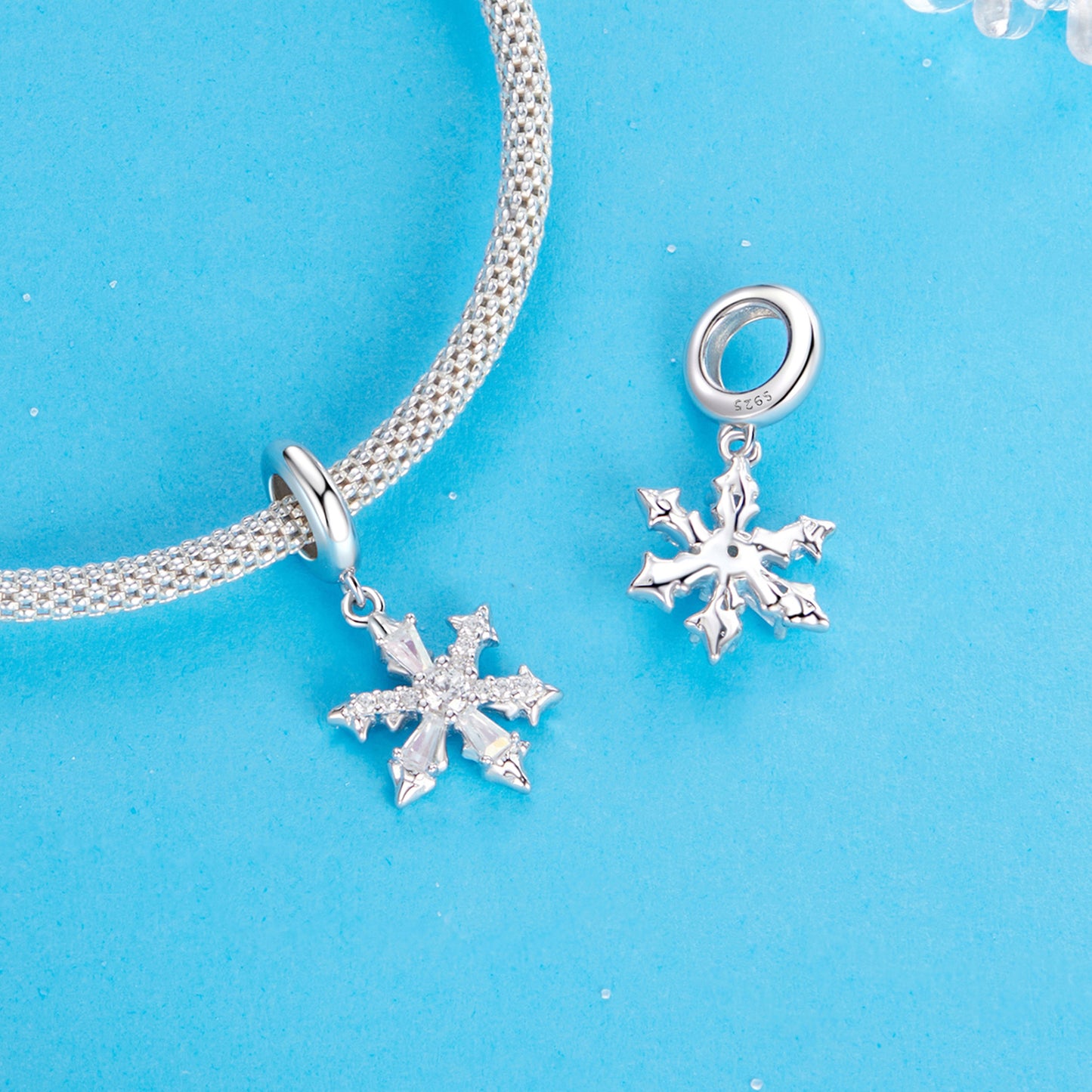 Christmas versatile snowflake pendant s925 pure silver zircon DIY