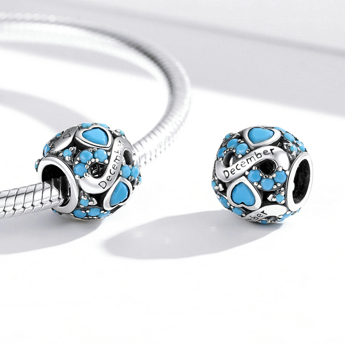 December Birthday Stone Bead Accessories s925 Silver Constellation Transport Beads