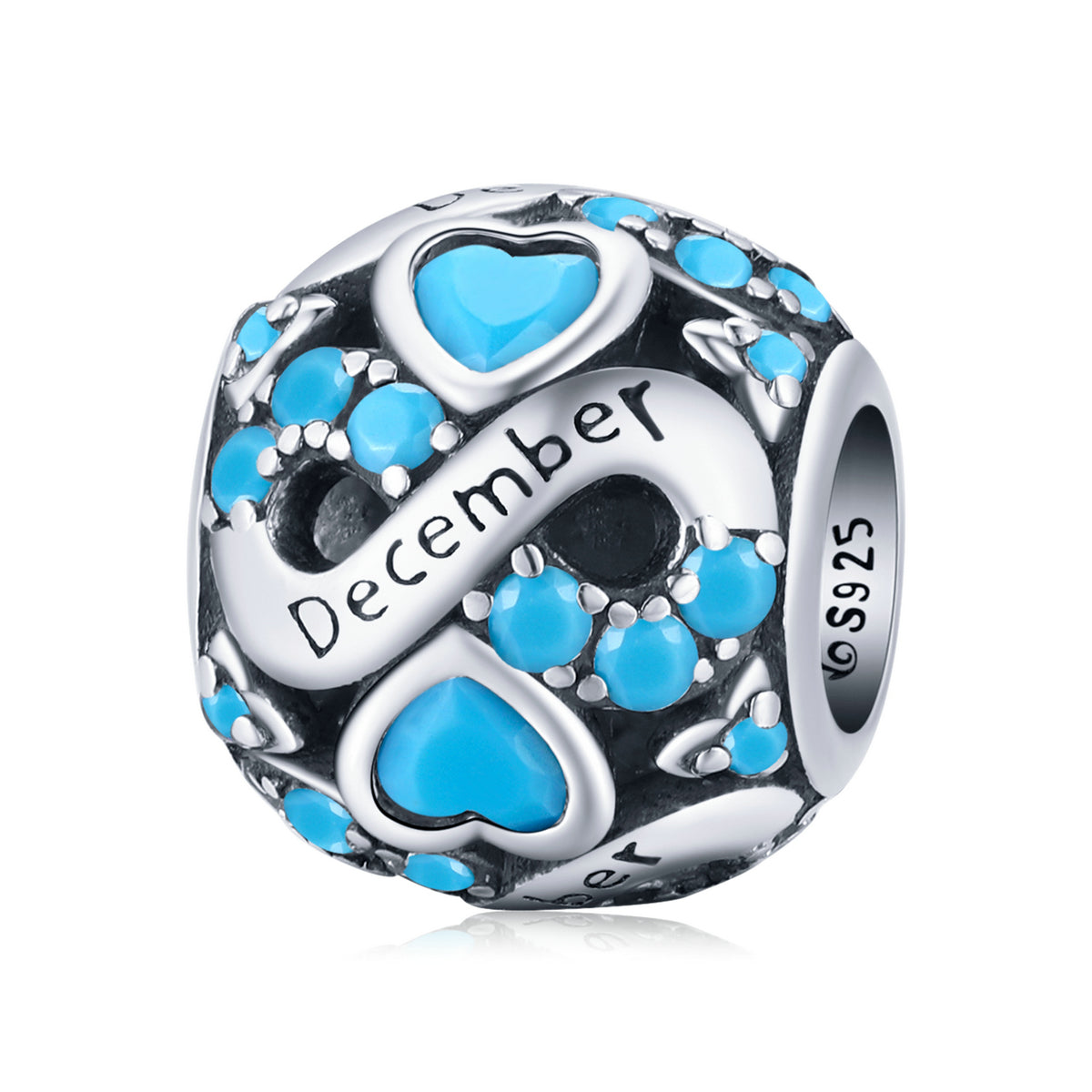 December Birthday Stone Bead Accessories s925 Silver Constellation Transport Beads