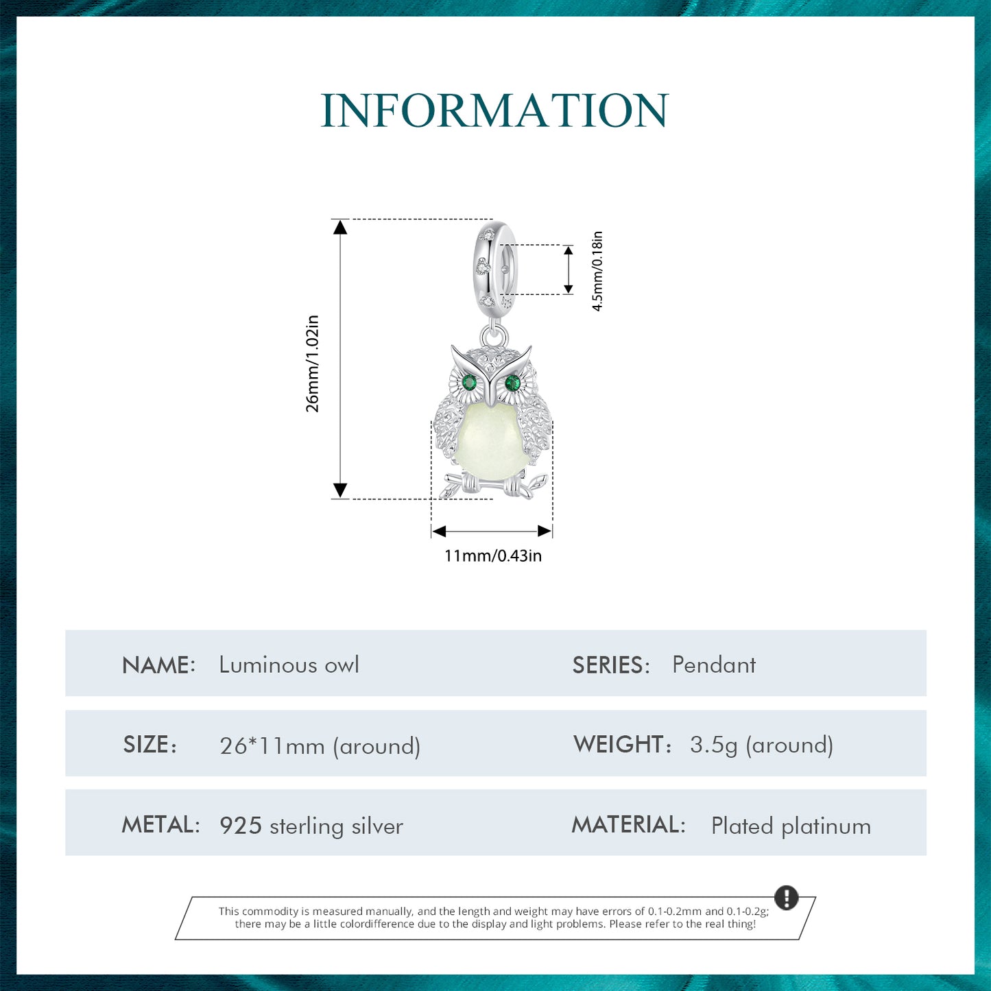 Dynamic Nightlight Owl DIY Pendant Accessories