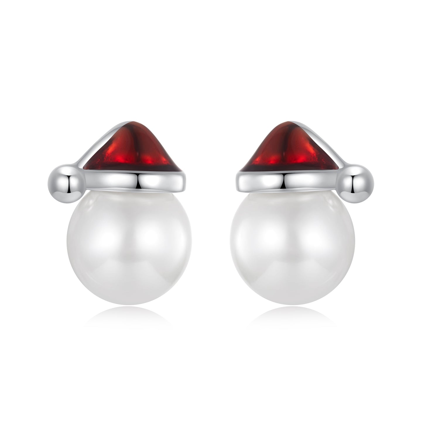 Christmas series fun pearl snowman earrings s925 pure silver plated with platinum earrings jewelry earrings