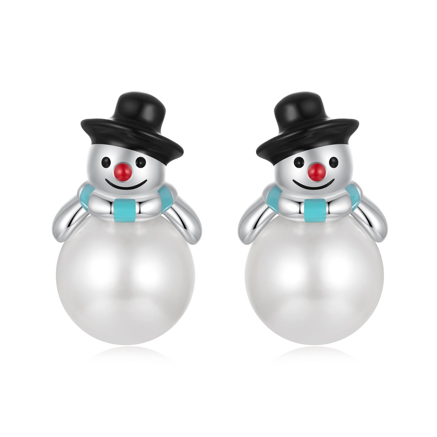 Weihnachten Schneemann Earnail Weibliche Kreative Perle s925 Reinem Silber Ohrringe Weihnachten Geschenk