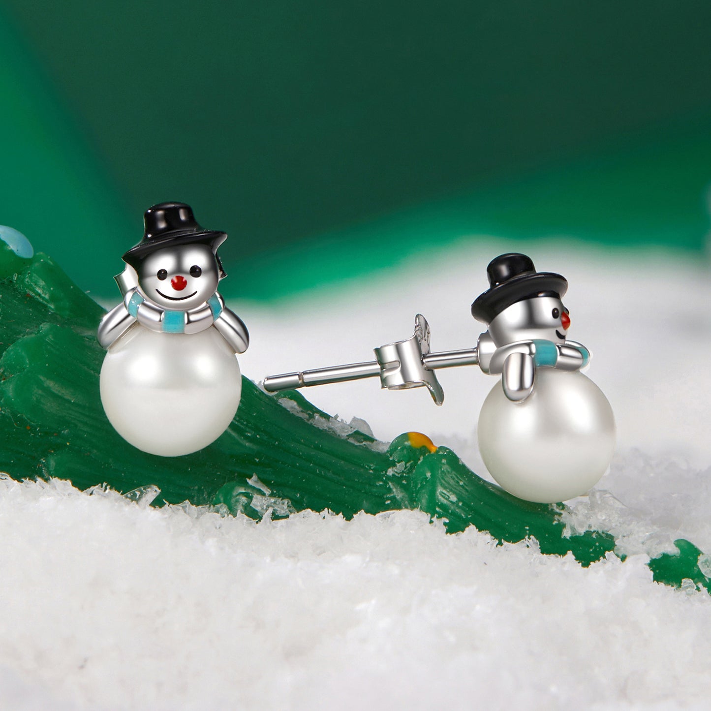 Weihnachten Schneemann Earnail Weibliche Kreative Perle s925 Reinem Silber Ohrringe Weihnachten Geschenk