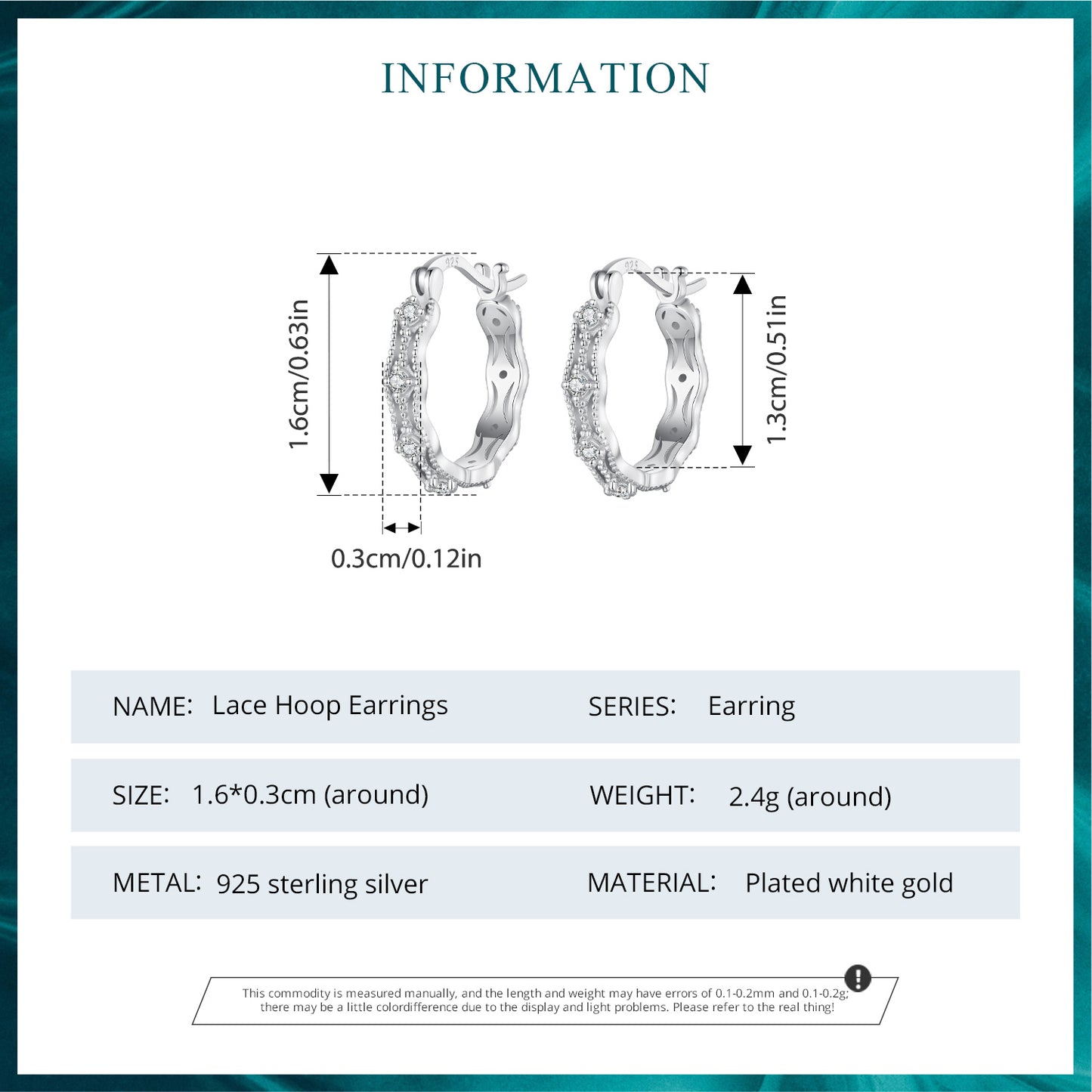 S925 pure silver plated white gold lace with zircon inlaid ear buckle for high-end commuting earrings