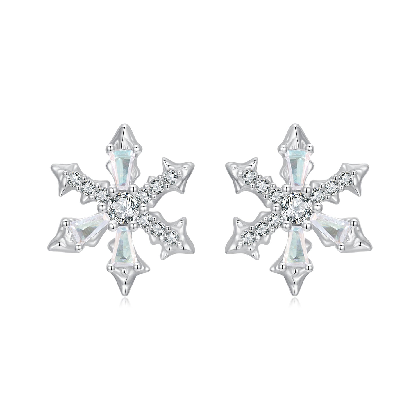 Winter Christmas Snowflake Earstuds s925 Pure Silver Earrings Romantic Jewelry