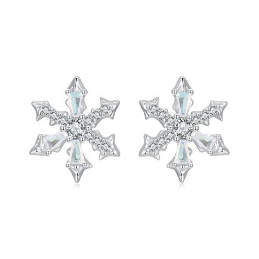 Winter Christmas Snowflake Earstuds s925 Pure Silver Earrings Romantic Jewelry