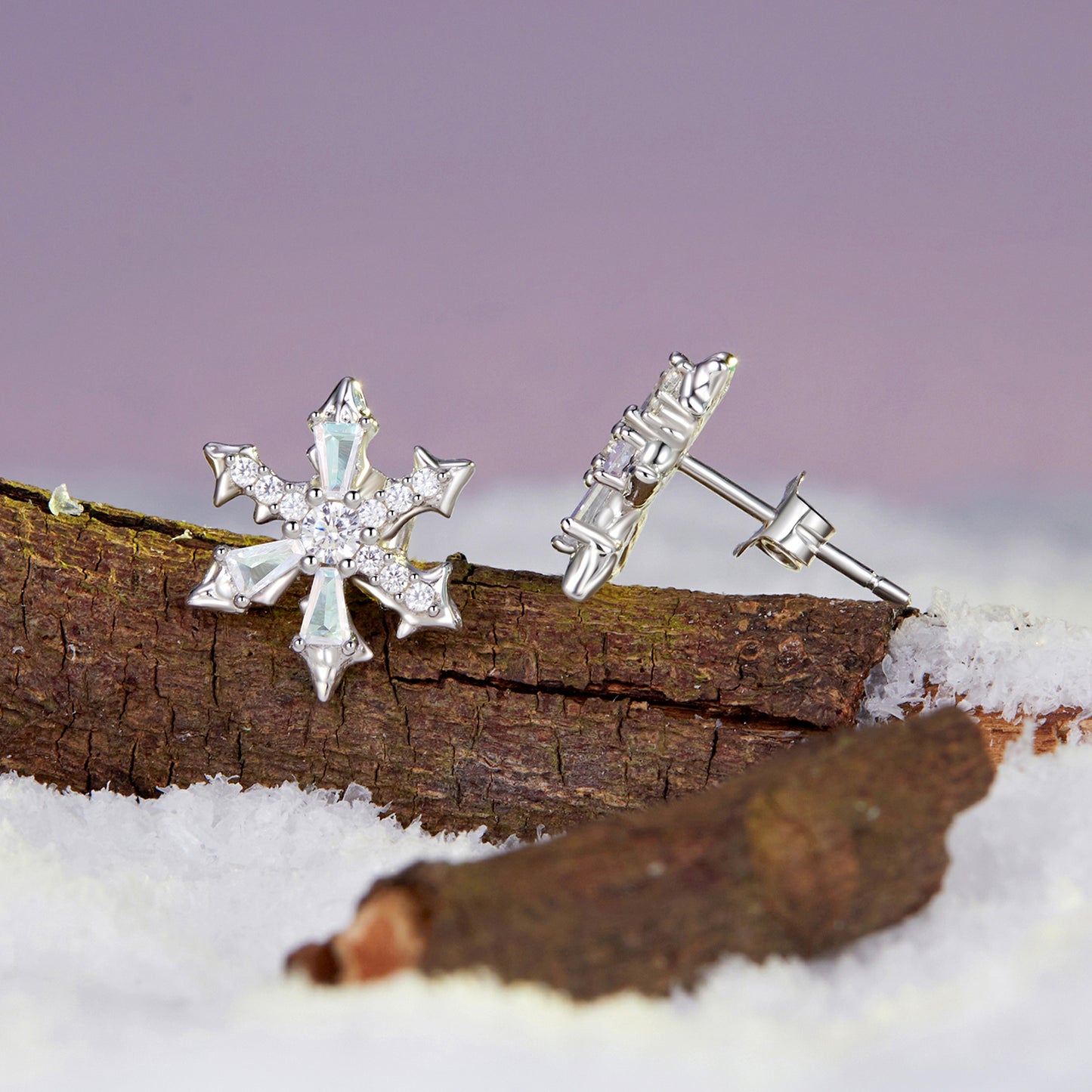 Winter Christmas Snowflake Earstuds s925 Pure Silver Earrings Romantic Jewelry