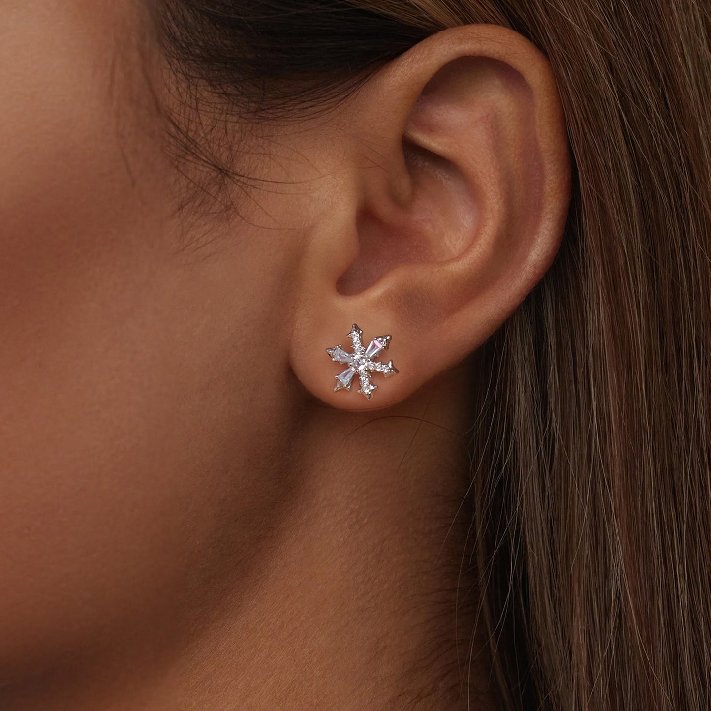 Winter Christmas Snowflake Earstuds s925 Pure Silver Earrings Romantic Jewelry