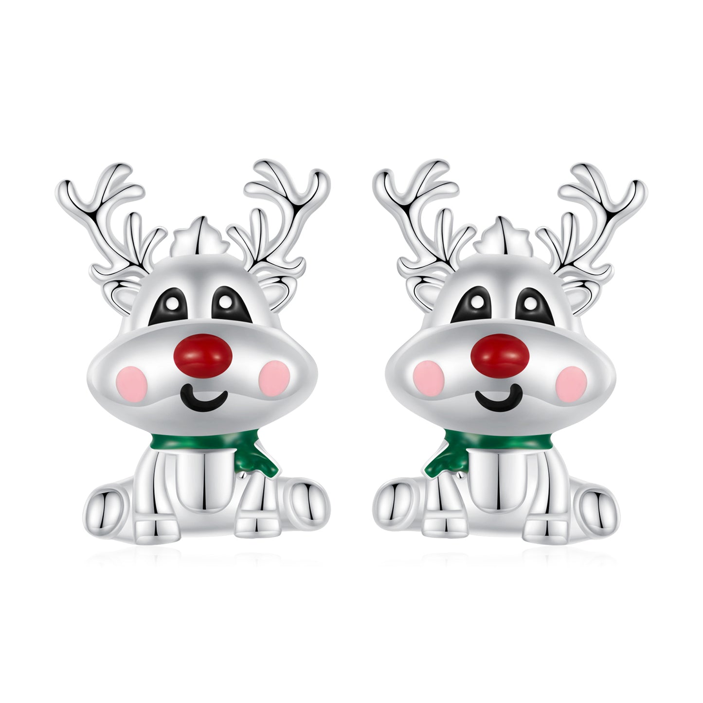 Christmas Cute reindeer earrings s925 sterling silver holiday accessory