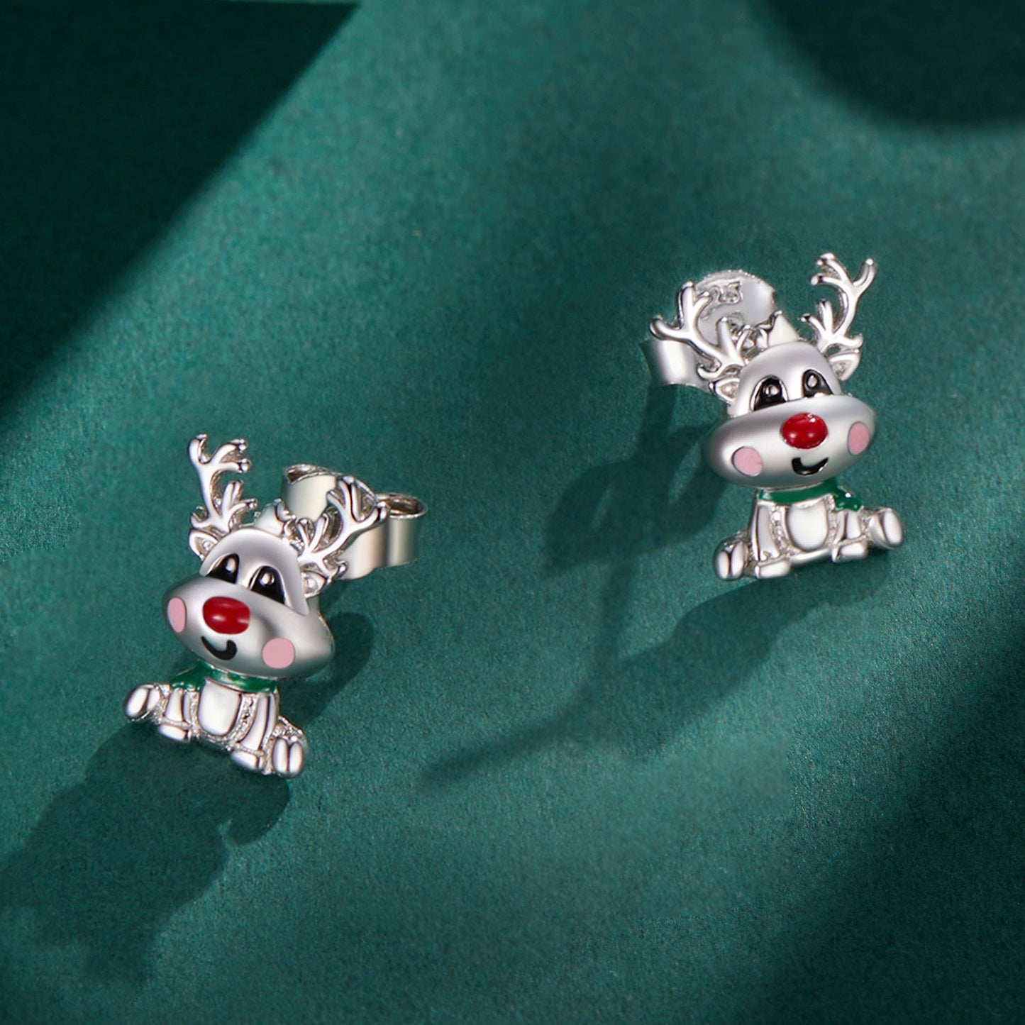 Christmas Cute reindeer earrings s925 sterling silver holiday accessory