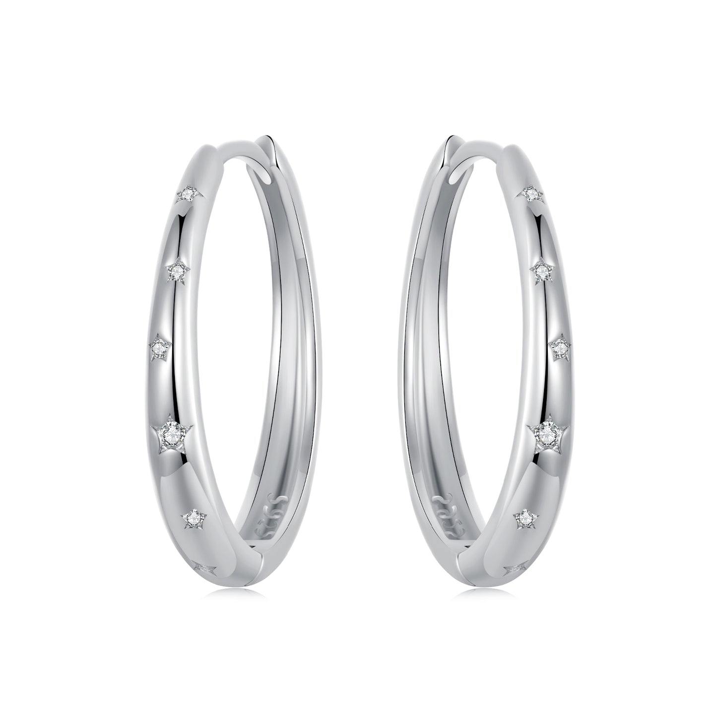 Daily minimalist starry ear buckle s925 pure silver plated with platinum zircon earrings