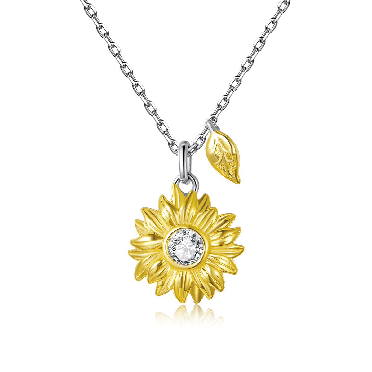 Gold Plated Sunflower Necklace s925 Silver