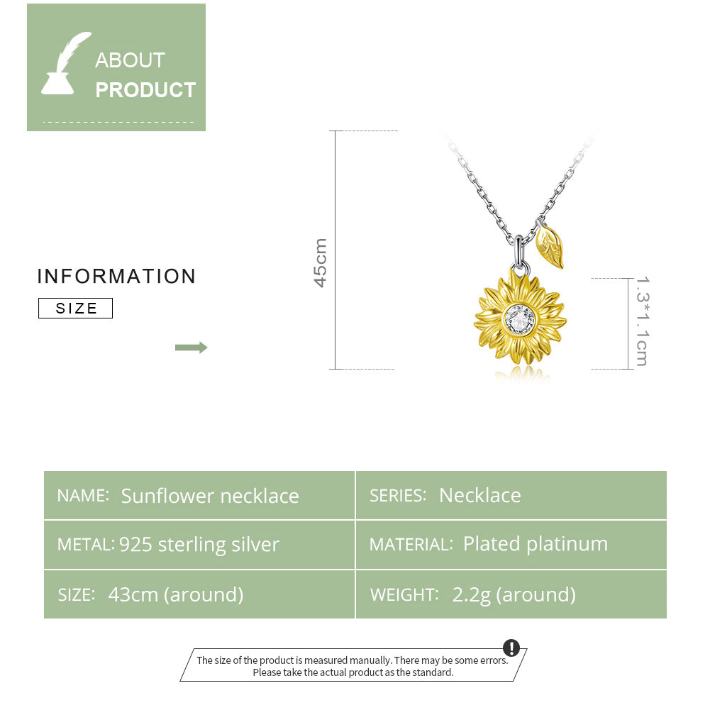 Gold Plated Sunflower Necklace s925 Silver