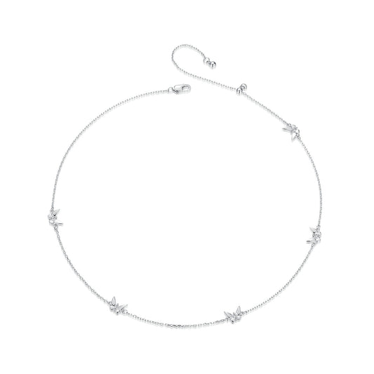 Fresh Forest style butterfly collarbone chain versatile temperament 925 sterling silver necklace