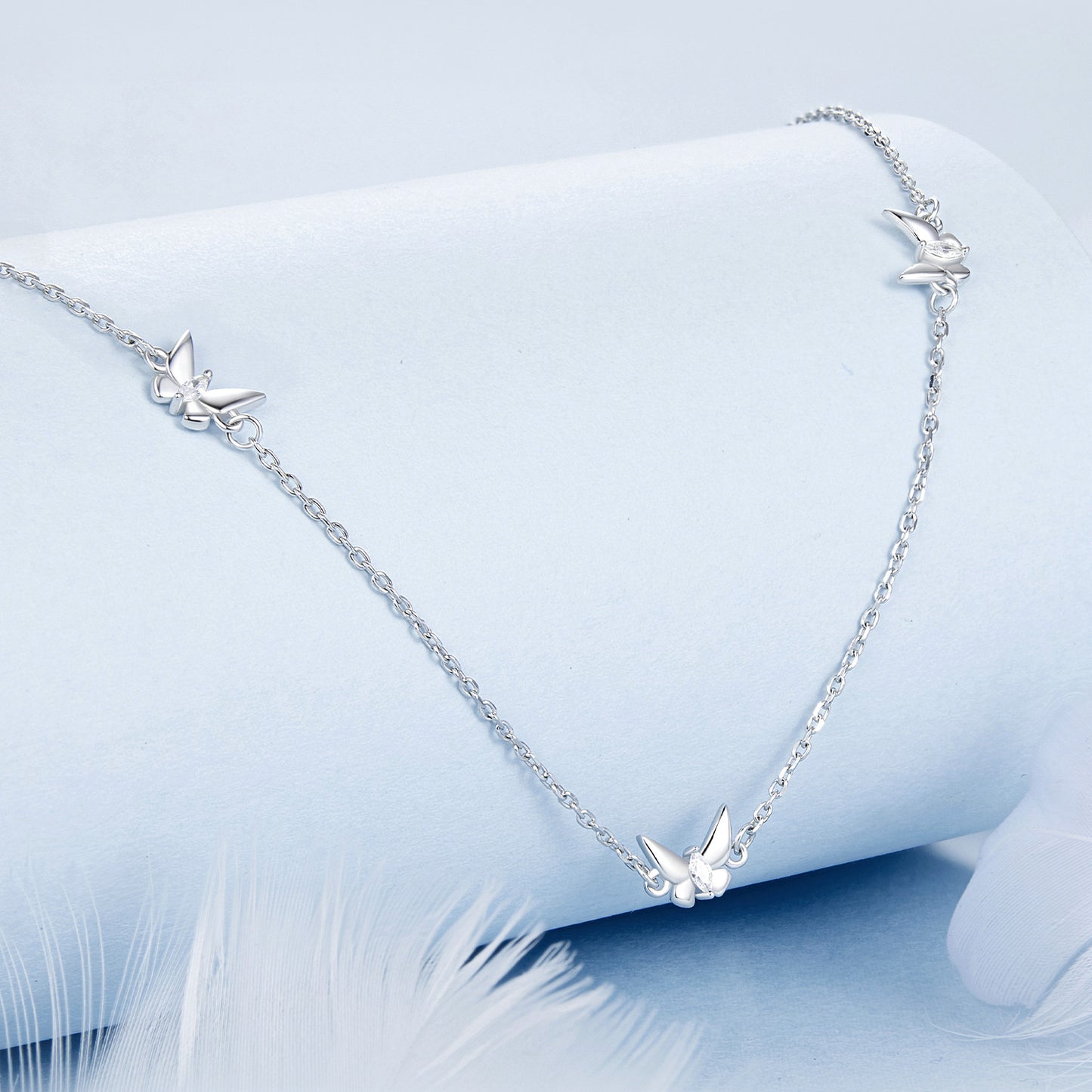 Fresh Forest style butterfly collarbone chain versatile temperament 925 sterling silver necklace