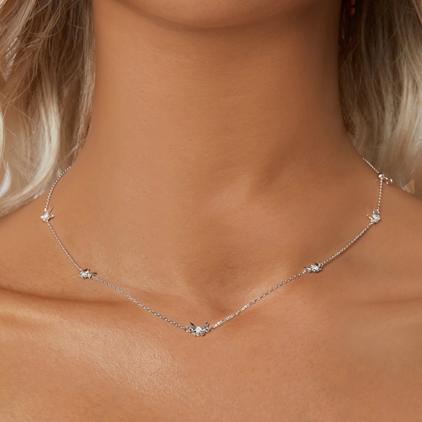 Fresh Forest style butterfly collarbone chain versatile temperament 925 sterling silver necklace