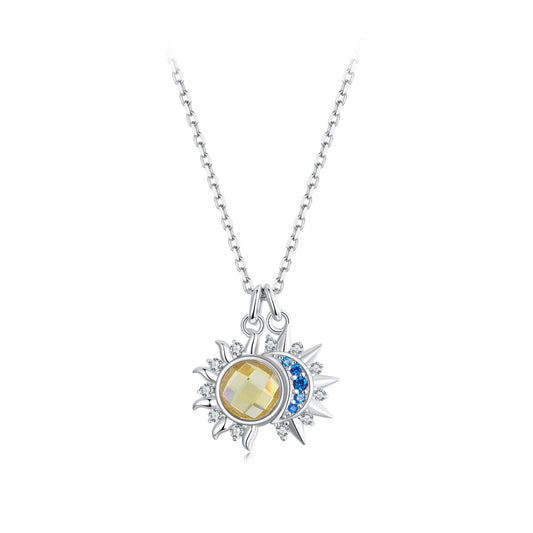 Exquisite Personalized Sun Moon Star Necklace s925 Pure Silver