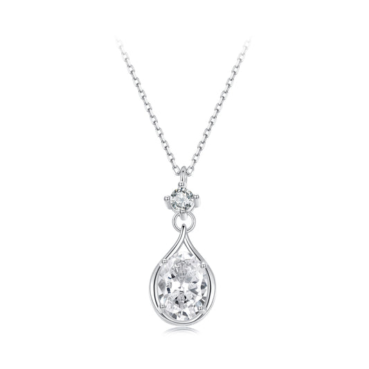 Minimalist and high-end water droplet zircon S925 necklace