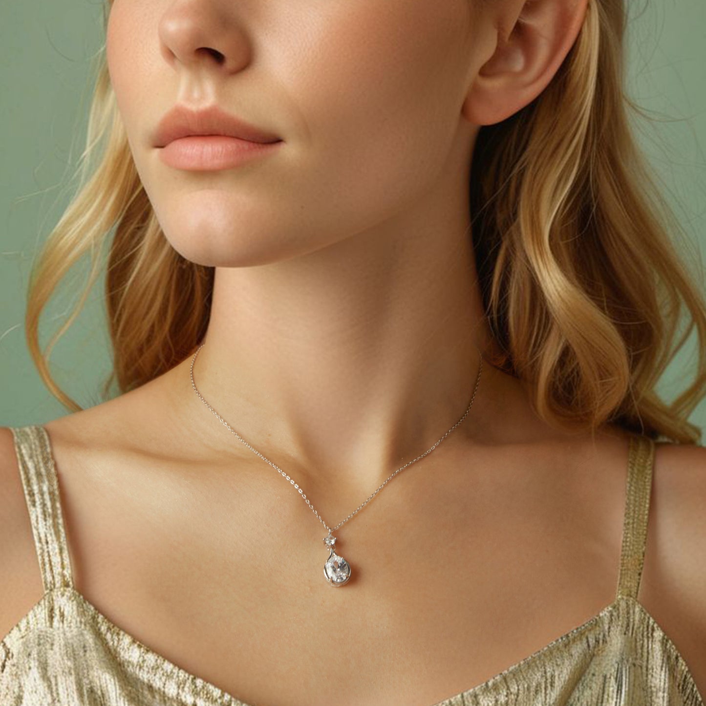 Minimalist and high-end water droplet zircon S925 necklace