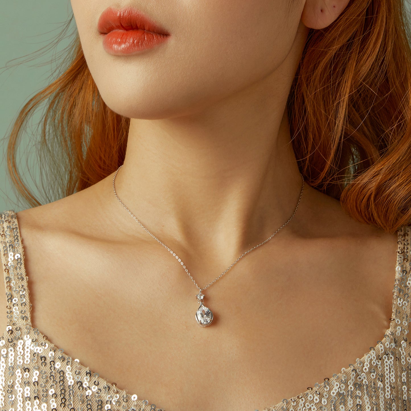 Minimalist and high-end water droplet zircon S925 necklace