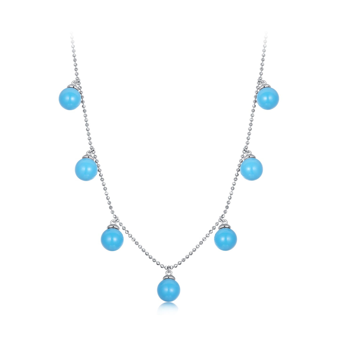 Fashionable turquoise versatile collarbone necklace s925 sterling silver