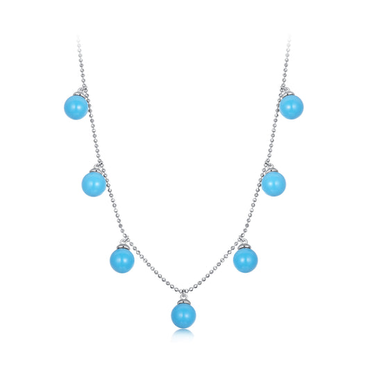 Fashionable turquoise versatile collarbone necklace s925 sterling silver