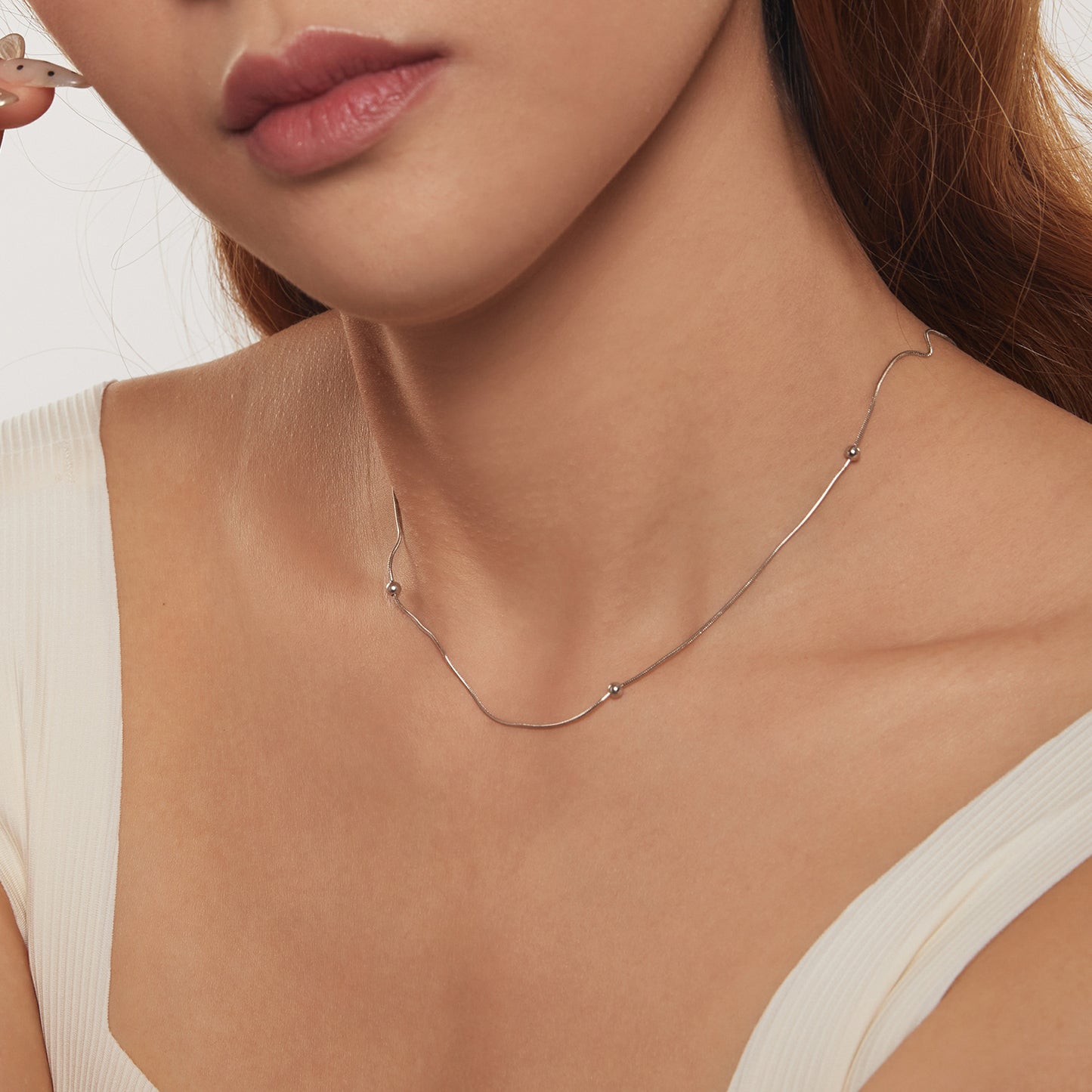 Sparkling minimalist snake bone chain slim necklace s925 sterling silver