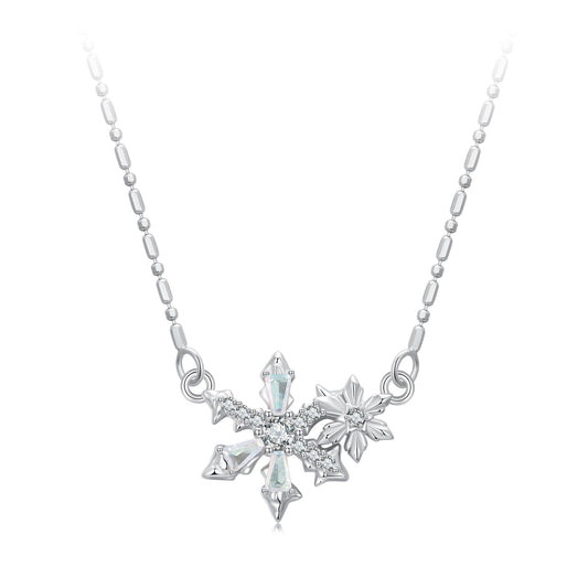 Christmas and Winter Versatile Small Fresh Ice Flower Necklace s925 Pure Silver