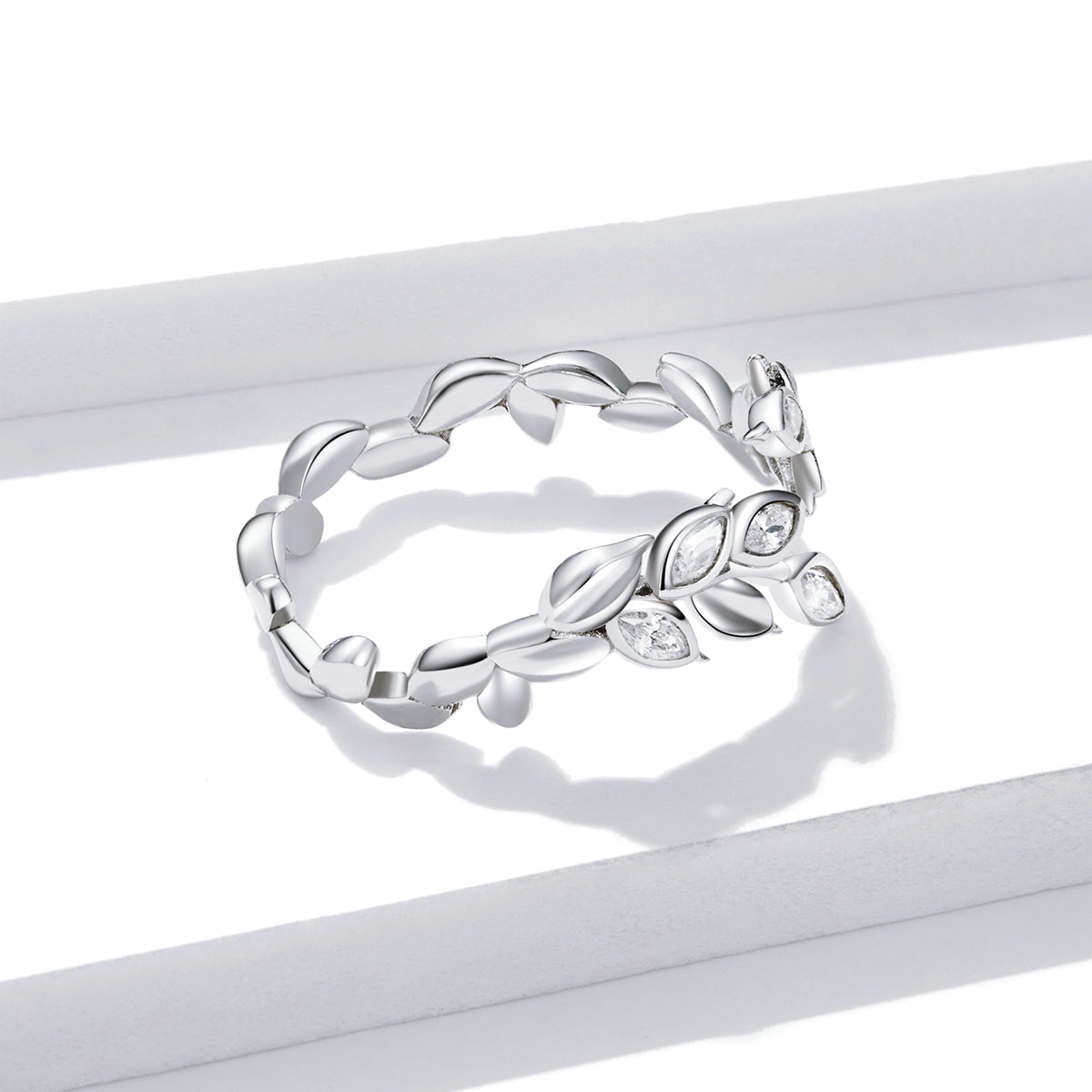 S925 Sterling Silber funkelnder Weizenohrring, modischer platinierter offener verstellbarer Zirkonring