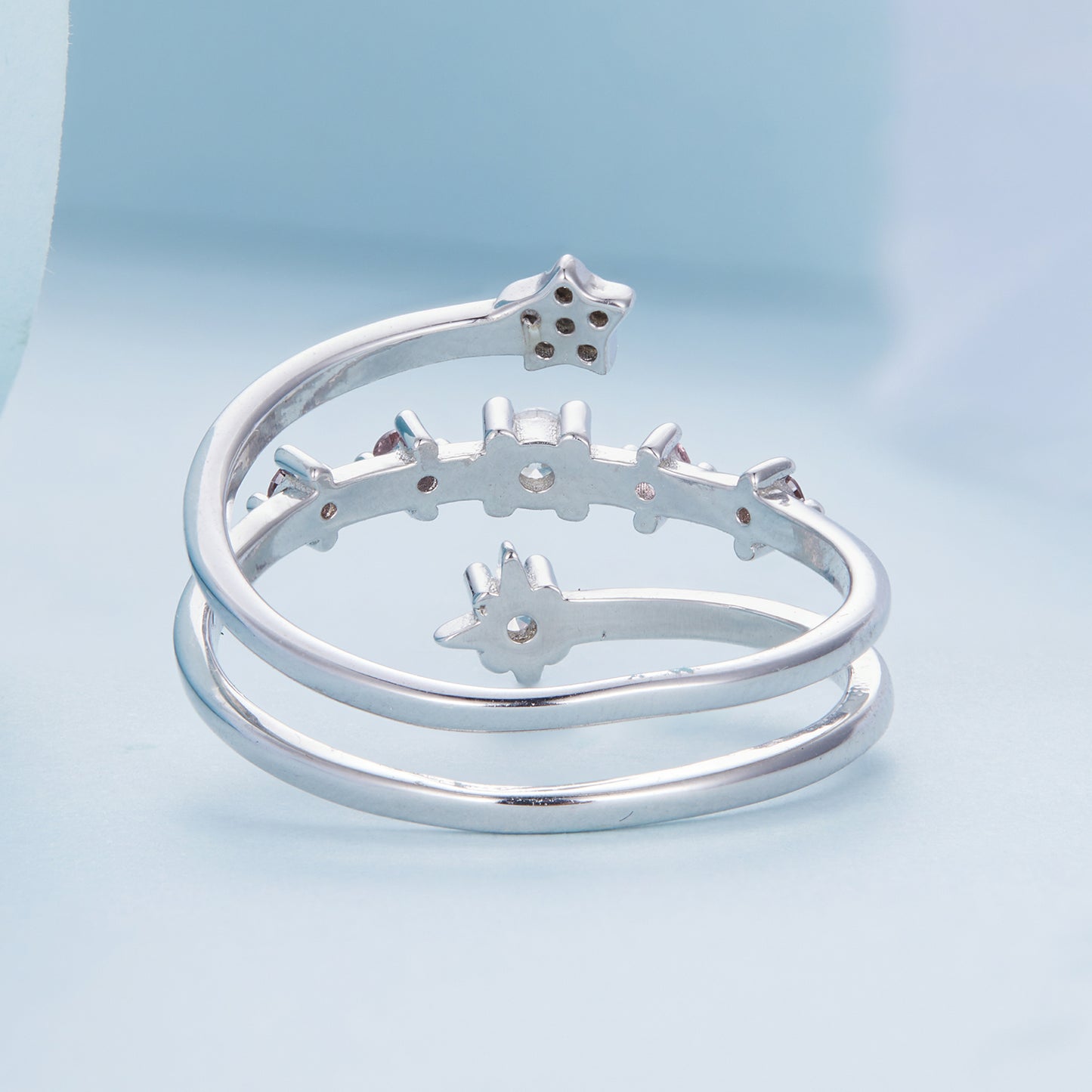 Pure silver s925 multi-layer star opening ring, minimalist starry ring