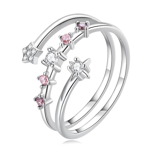 Pure silver s925 multi-layer star opening ring, minimalist starry ring