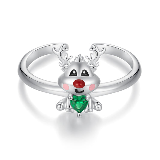 Christmas reindeer and elk ring s925 sterling silver