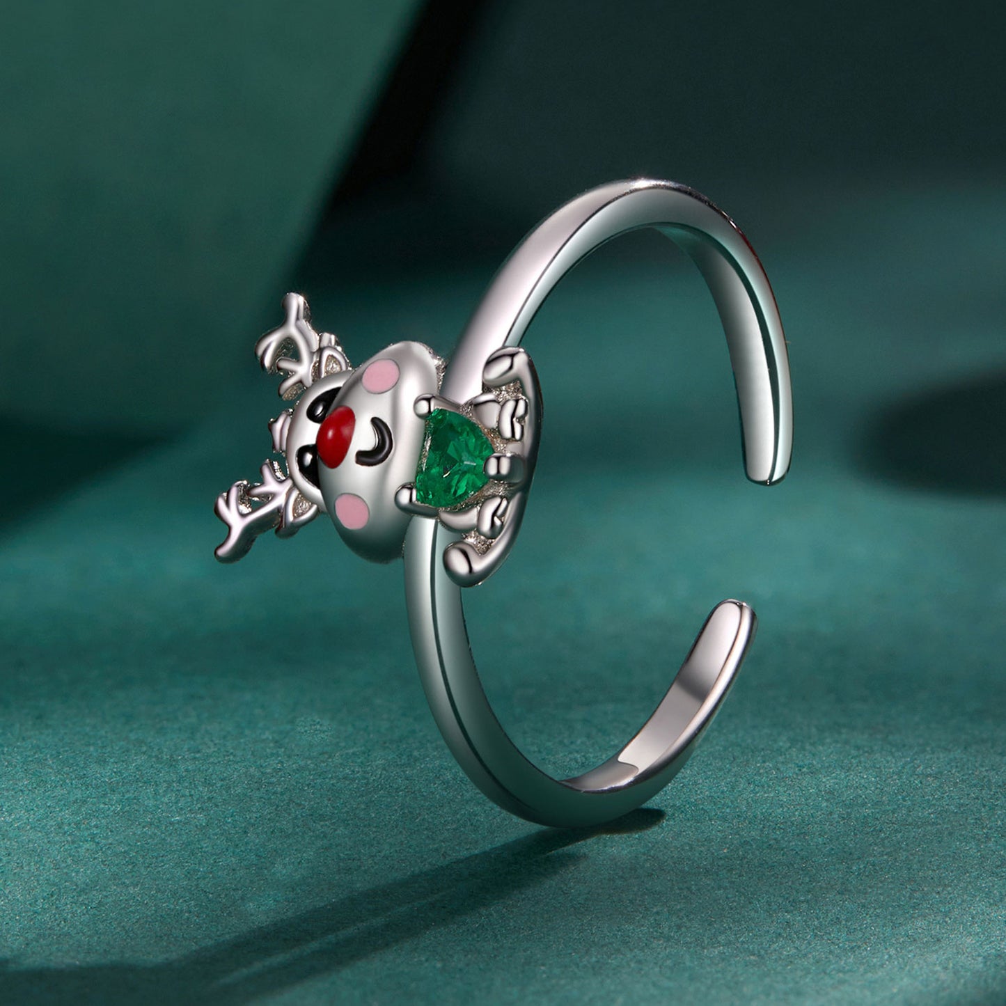 Christmas reindeer and elk ring s925 sterling silver