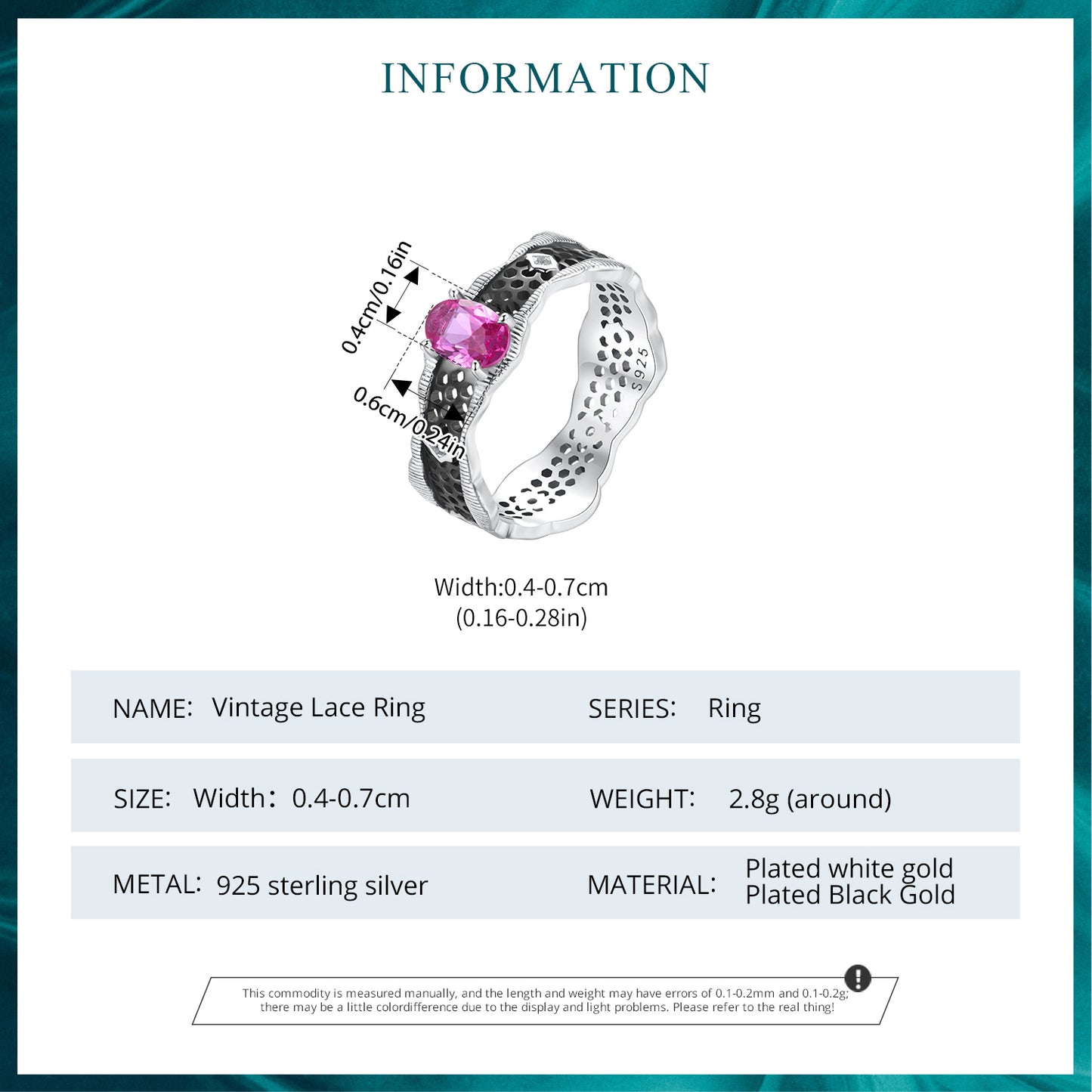 Personalized retro main stone lace hollow ring s925