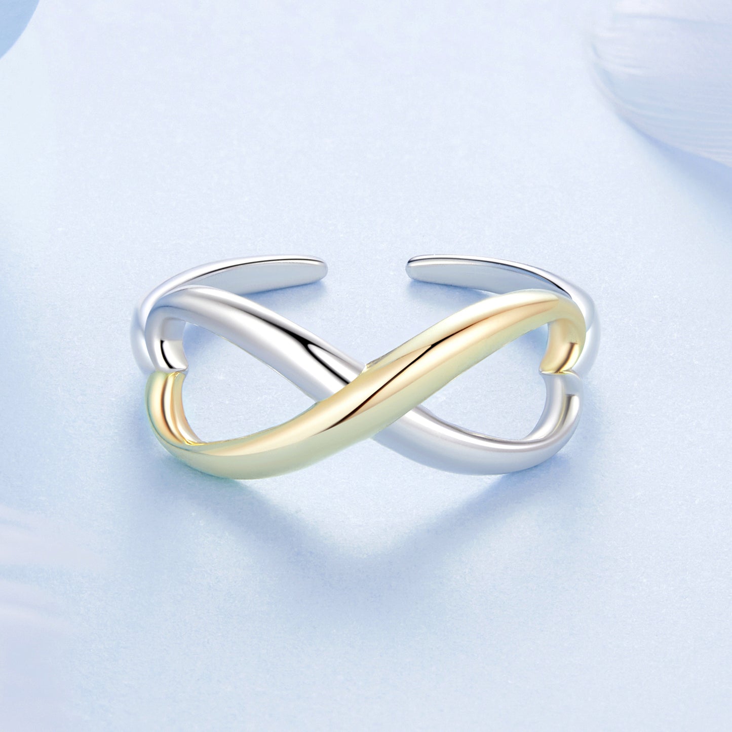 Infinite symbol heart opening ring s925 pure silver