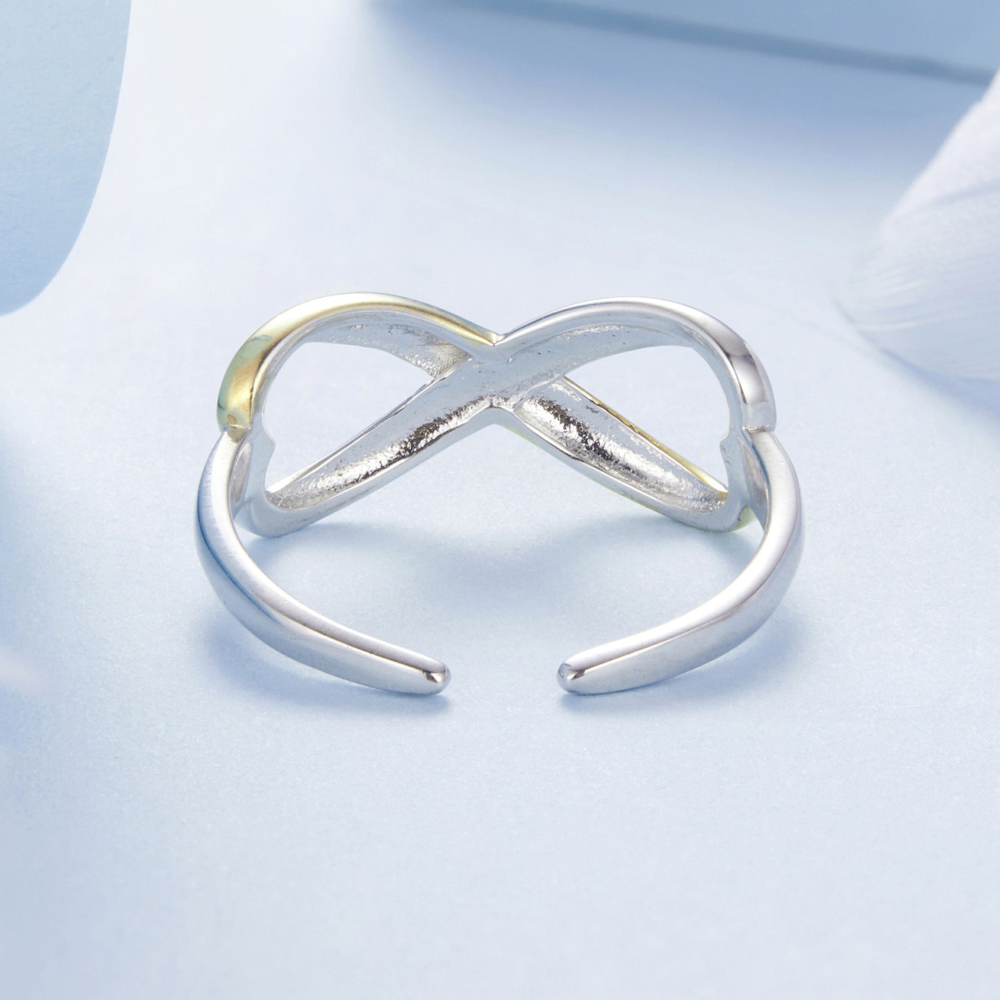 Infinite symbol heart opening ring s925 pure silver