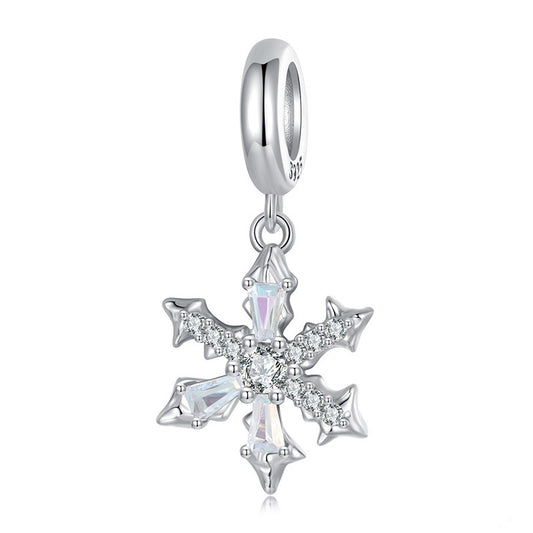 Christmas versatile snowflake pendant s925 pure silver zircon DIY