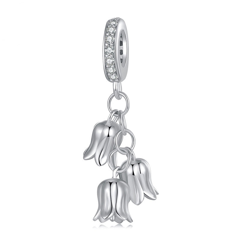 Lily of the valley flower DIY bracelet pendant s925 sterling silver